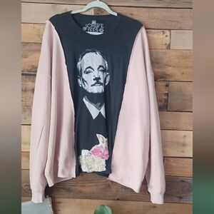 Upcycled Graphic T-shirt Black and Pink Graphic Sweatshirt